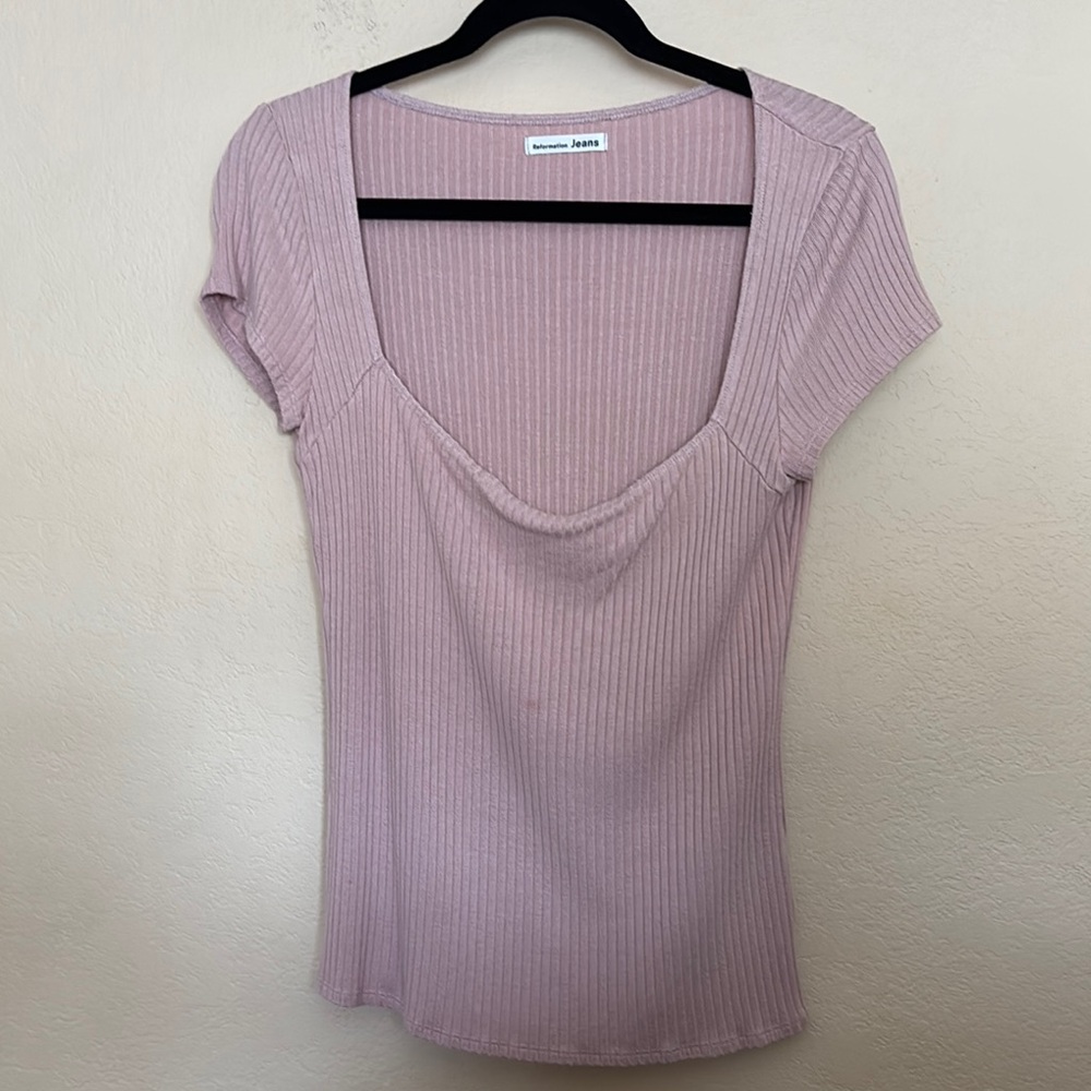 Women's Pink Ribbed Top